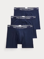 Polo Ralph Lauren Blue Long Cotton Stretch Tonal Waistband Boxers 3 Pack - Image 1 of 4