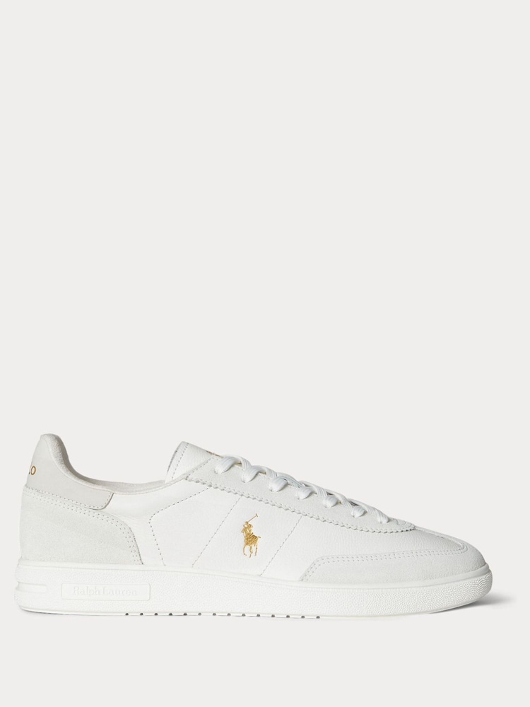 Polo Ralph Lauren Cream Bedford PP Leather and Suede Mix Low Top Trainers - Image 1 of 4 Polo Ralph Lauren Cream Bedford PP Leather and Suede Mix Low Top Trainers - Image 1 of 4