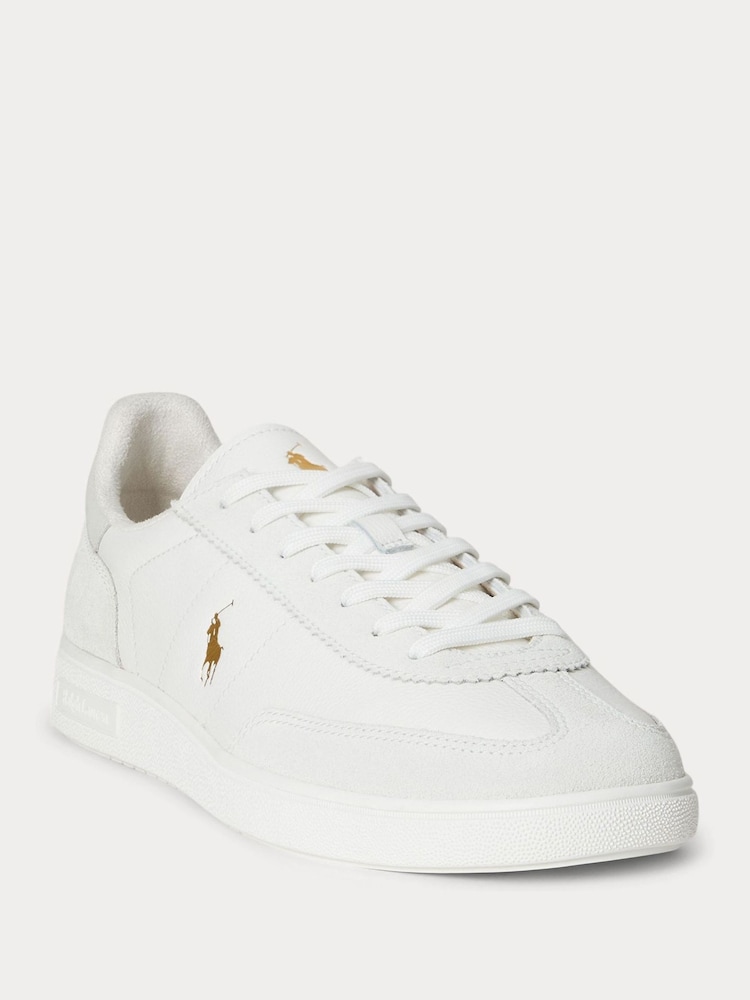 Polo Ralph Lauren Cream Bedford PP Leather and Suede Mix Low Top Trainers - Image 2 of 4 Polo Ralph Lauren Cream Bedford PP Leather and Suede Mix Low Top Trainers - Image 2 of 4