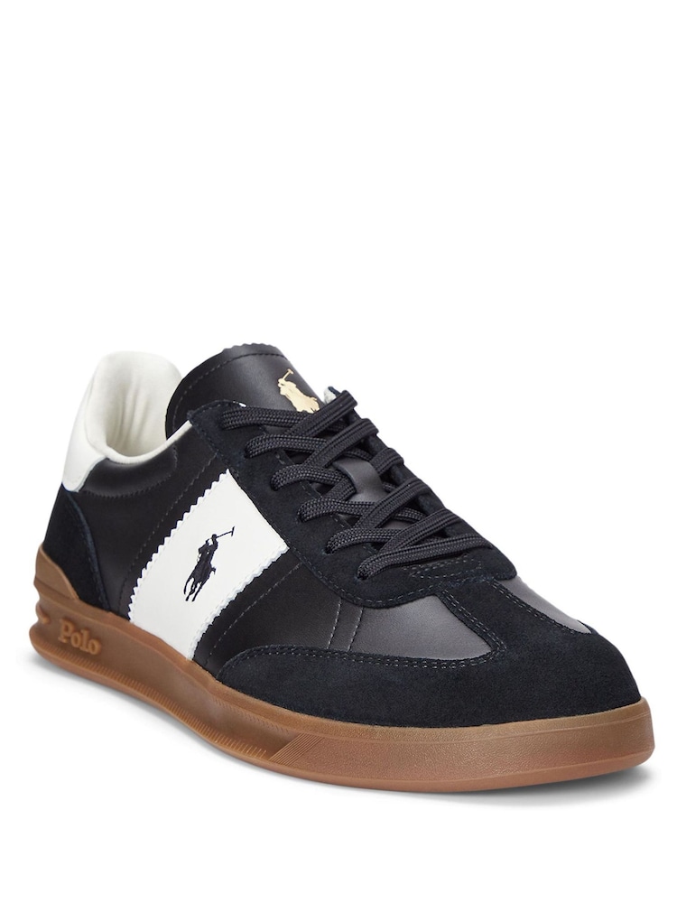 Polo Ralph Lauren Black Heritage Area PP Mix Trainers - Image 1 of 2 Polo Ralph Lauren Black Heritage Area PP Mix Trainers - Image 1 of 2