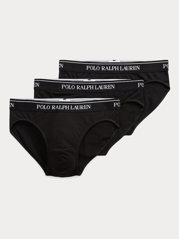 Polo Ralph Lauren Black Low Rise Cotton Stretch Hipster Briefs 3 Pack - Image 1 of 2