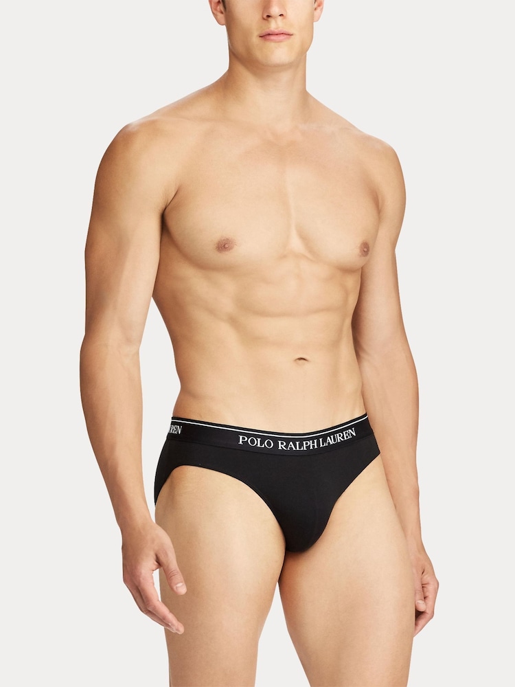 Polo Ralph Lauren Black Low Rise Cotton Stretch Hipster Briefs 3 Pack - Image 2 of 2