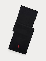 Polo Ralph Lauren Black Knit Logo Scarf - Image 1 of 2