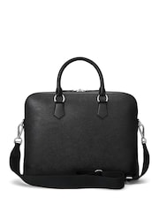 Polo Ralph Lauren Black Pebbled Leather Messenger Bag - Image 1 of 2