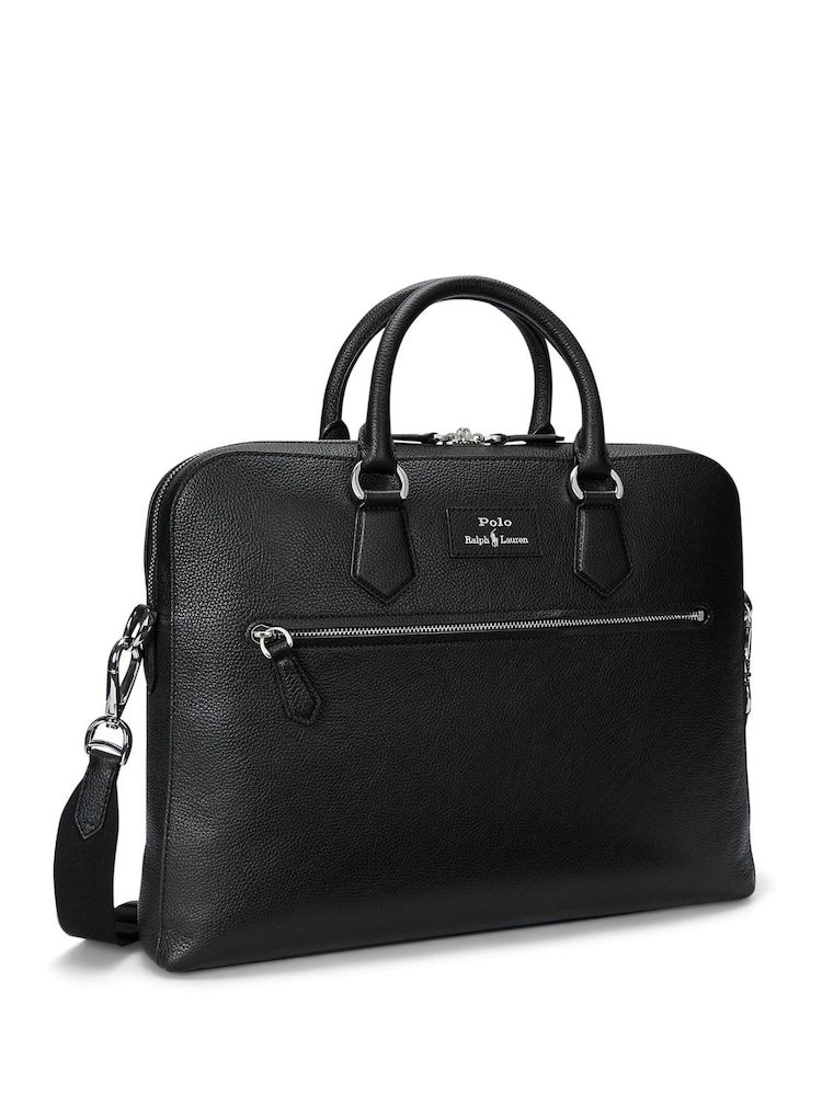 Polo Ralph Lauren Black Pebbled Leather Messenger Bag - Image 2 of 2 Polo Ralph Lauren Black Pebbled Leather Messenger Bag - Image 2 of 2