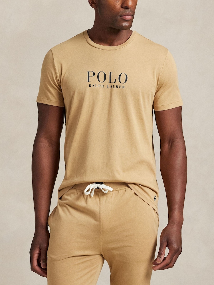 Polo Ralph Lauren Natural Large Logo Crew Neck T-Shirt - Image 1 of 3 Polo Ralph Lauren Natural Large Logo Crew Neck T-Shirt - Image 1 of 3