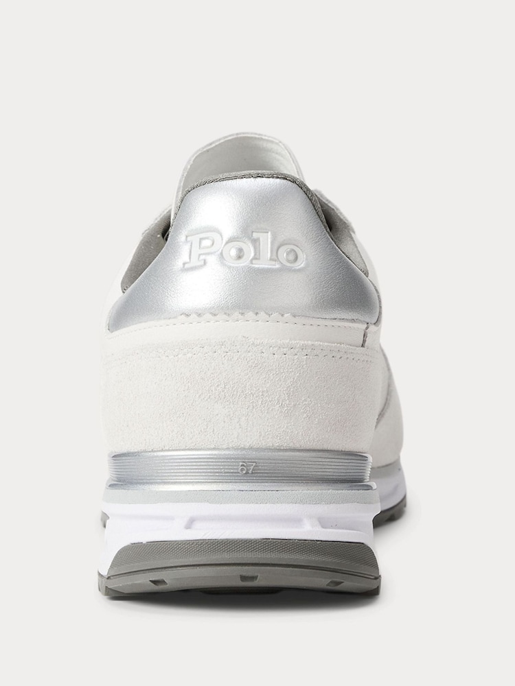 Polo Ralph Lauren Grey Varick Colourblock Leather Mix Trainers - Image 4 of 4
