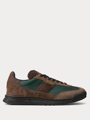 Polo Ralph Lauren Brown Varick Leather Mix Trainers - Image 1 of 4