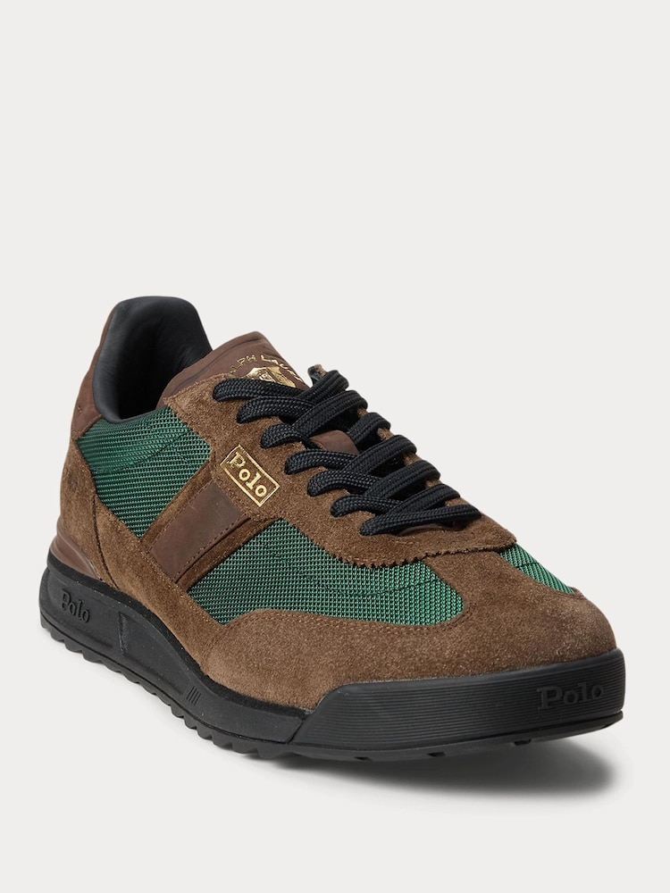 Polo Ralph Lauren Brown Varick Leather Mix Trainers - Image 2 of 4 Polo Ralph Lauren Brown Varick Leather Mix Trainers - Image 2 of 4