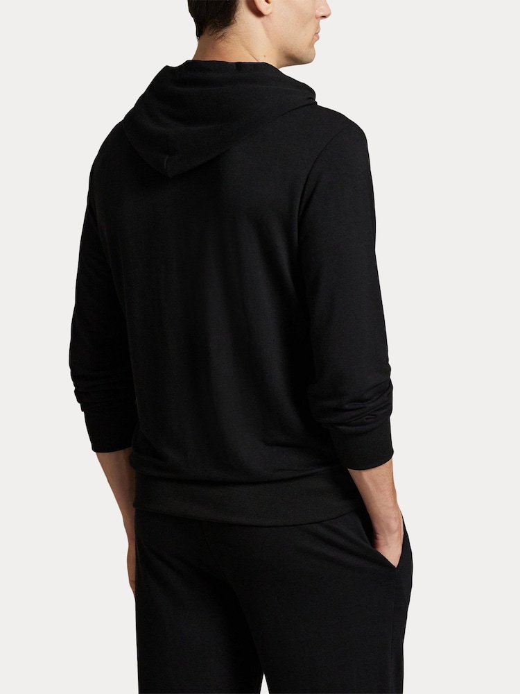 Polo Ralph Lauren Black Icon Logo Jersey Hoodie - Image 4 of 4 Polo Ralph Lauren Black Icon Logo Jersey Hoodie - Image 4 of 4