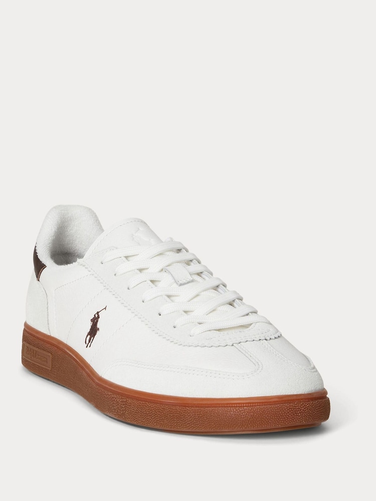 Polo Ralph Lauren Brown Bedford PP Leather and Suede Mix Low Top Trainers - Image 2 of 4 Polo Ralph Lauren Brown Bedford PP Leather and Suede Mix Low Top Trainers - Image 2 of 4