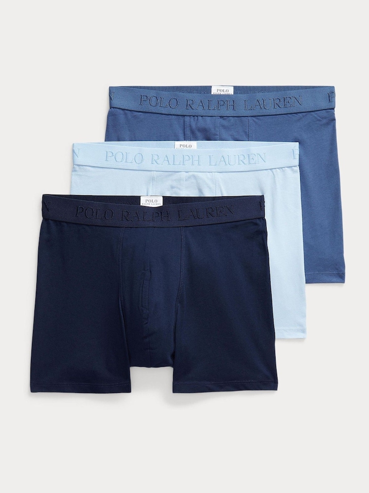 Polo Ralph Lauren Blue Long Premium Cotton Stetch Tonal Boxers 3 Pack - Image 1 of 7 Polo Ralph Lauren Blue Long Premium Cotton Stetch Tonal Boxers 3 Pack - Image 1 of 7