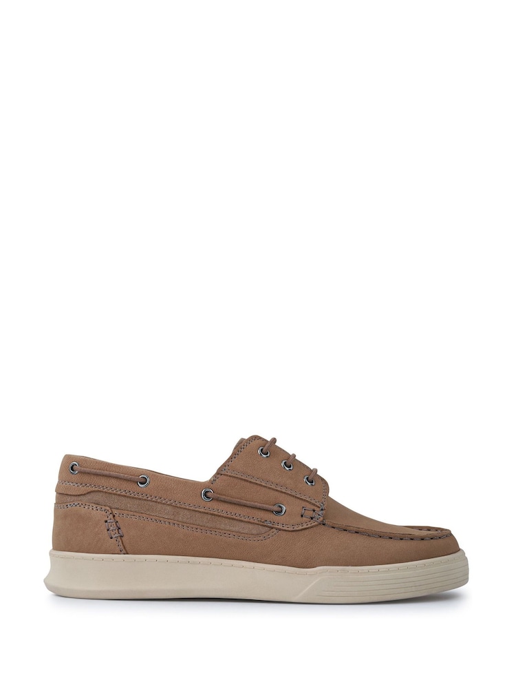 Pavers Brown Wide Fit Wide Fit Leather Boat Shoes - Image 2 of 5 Pavers Brown Wide Fit Wide Fit Leather Boat Shoes - Image 2 of 5