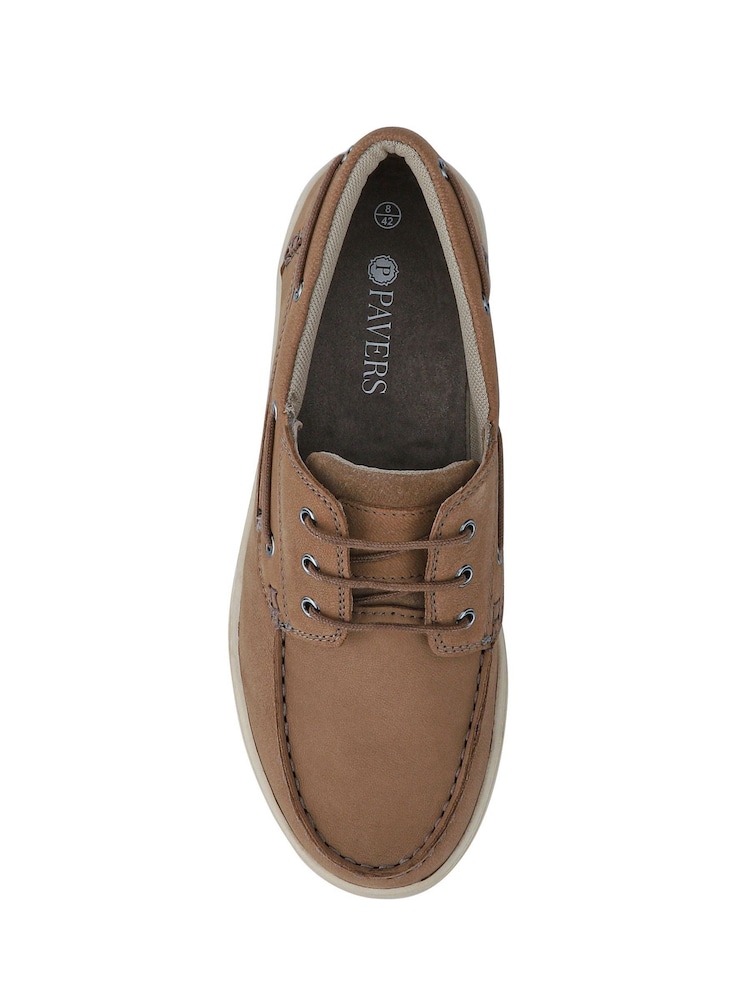 Pavers Brown Wide Fit Wide Fit Leather Boat Shoes - Image 5 of 5 Pavers Brown Wide Fit Wide Fit Leather Boat Shoes - Image 5 of 5