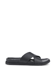 Pavers Black Strappy Leather Slides - Image 2 of 5