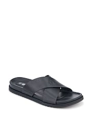 Pavers Black Strappy Leather Slides - Image 3 of 5