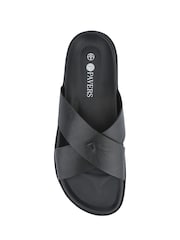 Pavers Black Strappy Leather Slides - Image 5 of 5