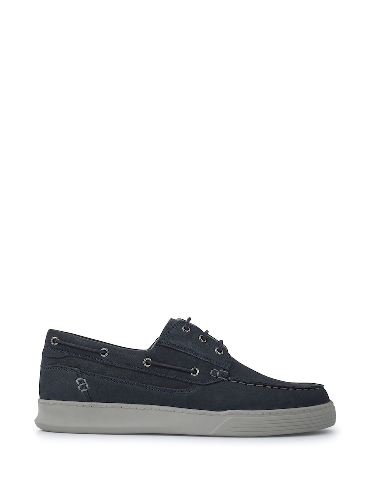 Pavers Blue Wide Fit Wide Fit Leather Boat Shoes - Image 2 of 5 Pavers Blue Wide Fit Wide Fit Leather Boat Shoes - Image 2 of 5