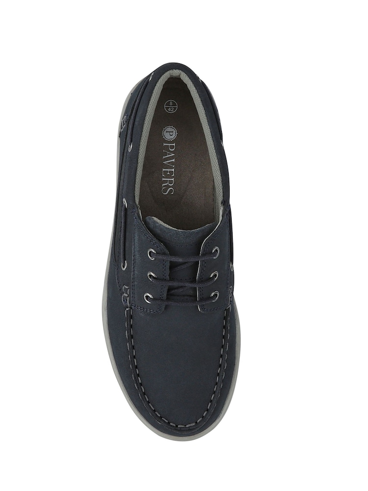 Pavers Blue Wide Fit Wide Fit Leather Boat Shoes - Image 5 of 5 Pavers Blue Wide Fit Wide Fit Leather Boat Shoes - Image 5 of 5