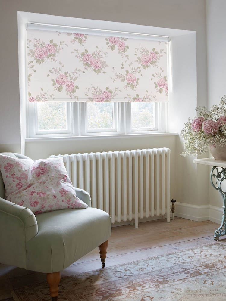 Shabby Chic by Rachel Ashwell® Powder Pink Belle Hydrangea Made to Measure Blackout Roller Blind - Image 2 of 6