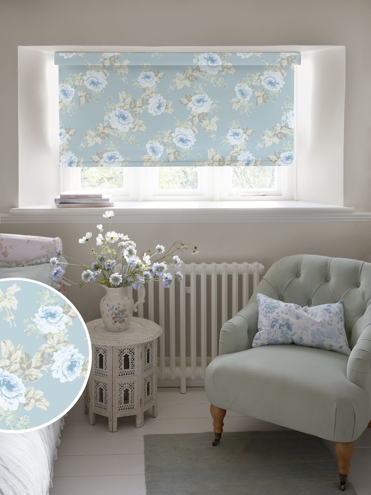 Shabby Chic by Rachel Ashwell® Blue Royal Bouquet Made to Measure Blackout Roller Blind - Image 1 of 6