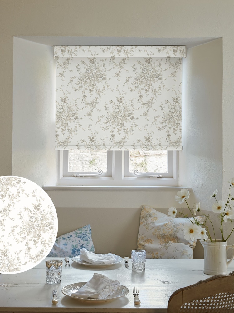 Shabby Chic by Rachel Ashwell® Warm Natural Garden Floral Made to Measure Blackout Roller Blind - Image 1 of 6