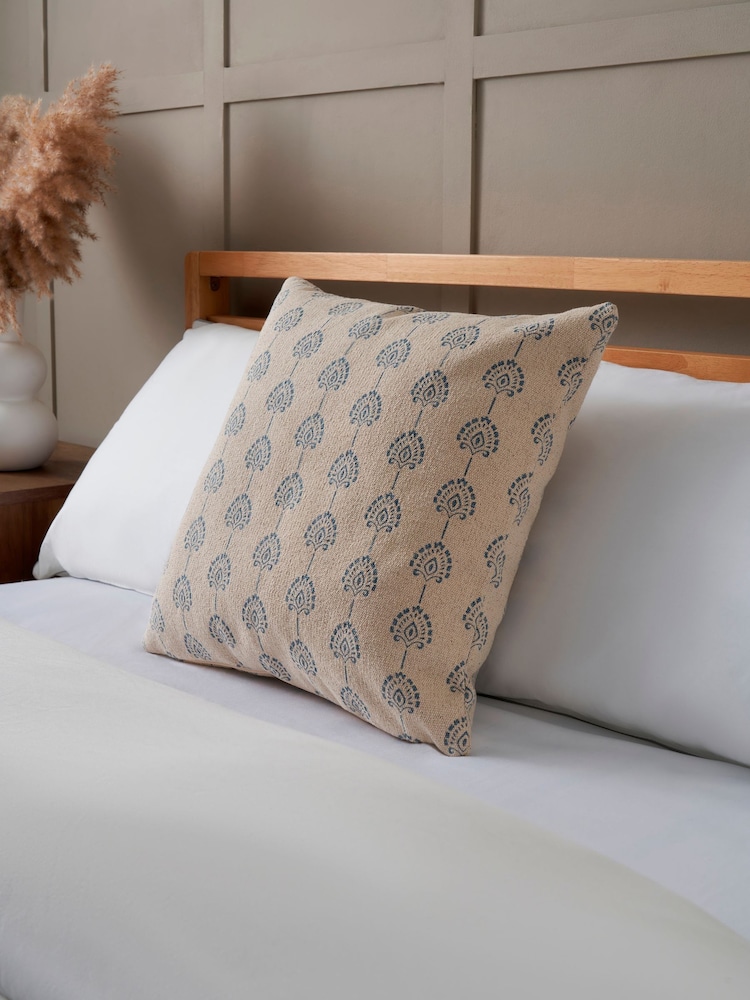 BHS Blue Block Print Cushion - Image 1 of 6