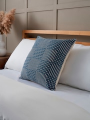 BHS Blue Cross Check Jacquard Cushion - Image 1 of 6