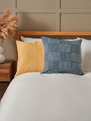 BHS Blue Cross Check Jacquard Cushion - Image 2 of 6