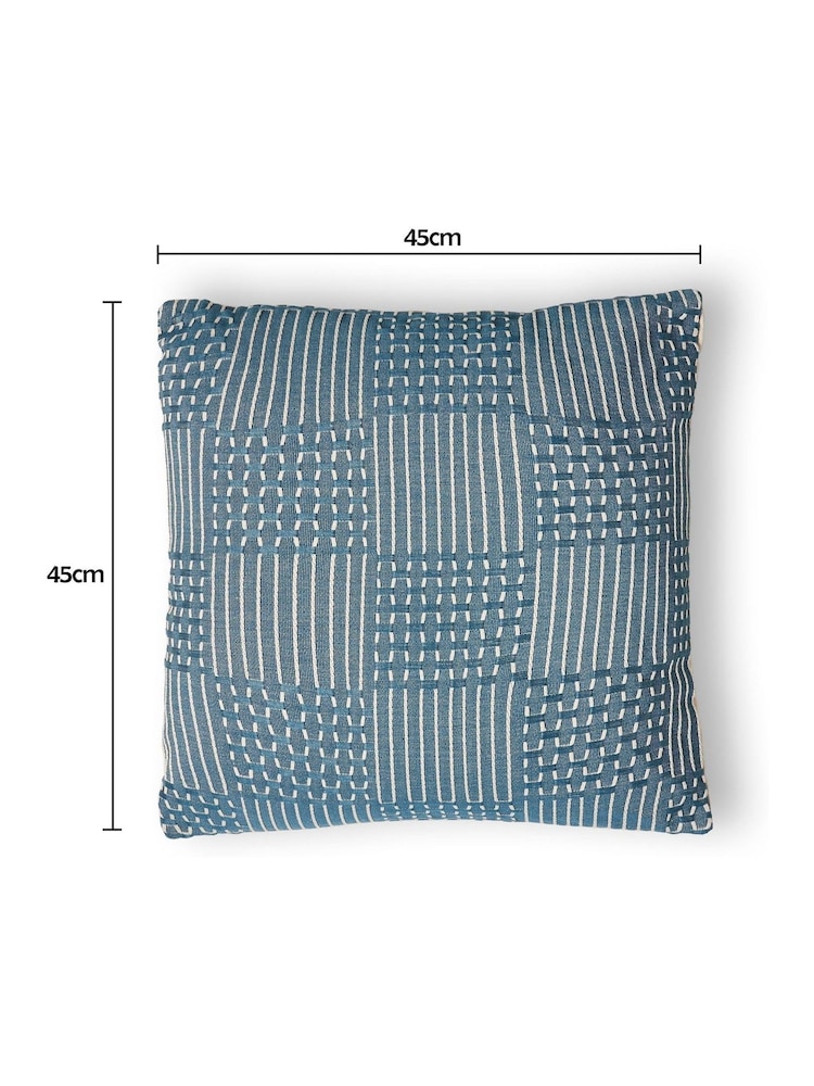 BHS Blue Cross Check Jacquard Cushion - Image 6 of 6