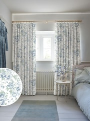 Shabby Chic by Rachel Ashwell® Blue Romantic Rose Made to Measure Curtains - Image 1 of 8