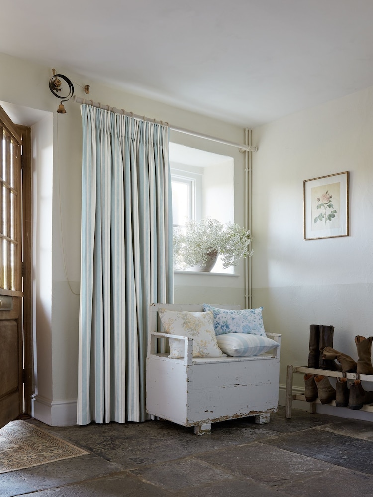 Shabby Chic by Rachel Ashwell® Pale Blue Watercolour Stripe Made to Measure Curtains - Image 2 of 9