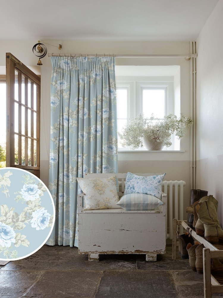 Shabby Chic by Rachel Ashwell® Blue Royal Bouquet Made to Measure Curtains - Image 1 of 8 Shabby Chic by Rachel Ashwell® Blue Royal Bouquet Made to Measure Curtains - Image 1 of 8