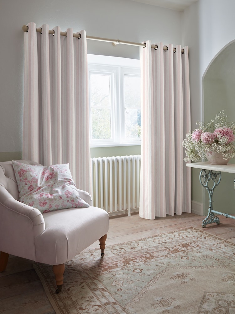 Shabby Chic by Rachel Ashwell® Blush Pink Watercolour Stripe Made to Measure Curtains - Image 2 of 9
