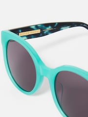 Oliver Bonas Blue Faux Tortoiseshell Round Acetate Sunglasses - Image 4 of 6