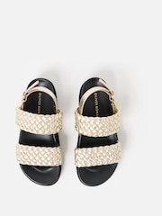 Oliver Bonas Gold Chunky Metallic Weave Leather Sandals - Image 6 of 7