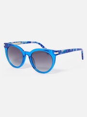 Oliver Bonas Blue Faux Tortoiseshell Preppy Acetate Sunglasses - Image 3 of 6