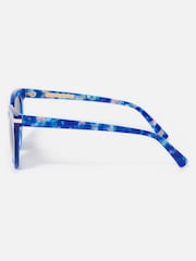 Oliver Bonas Blue Faux Tortoiseshell Preppy Acetate Sunglasses - Image 4 of 6