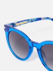 Oliver Bonas Blue Faux Tortoiseshell Preppy Acetate Sunglasses - Image 5 of 6