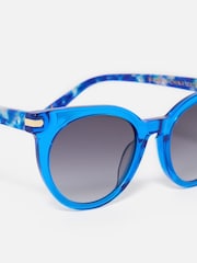 Oliver Bonas Blue Faux Tortoiseshell Preppy Acetate Sunglasses - Image 6 of 6