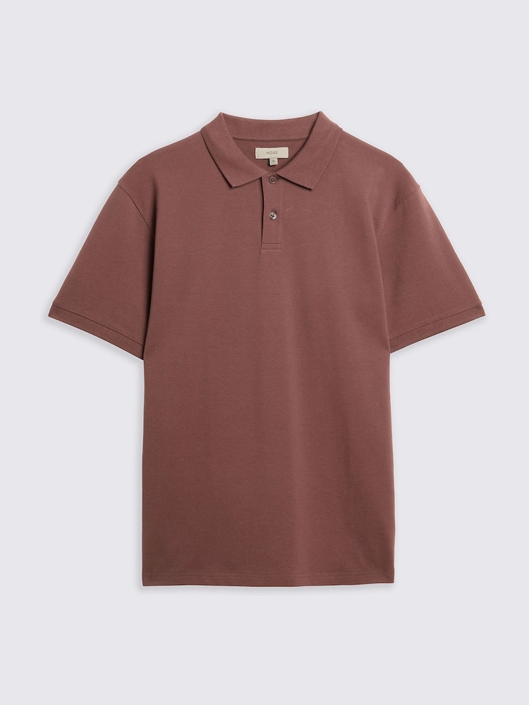 Коричневый - MOSS Marron Pique Polo Shirt - Image 4 of 4