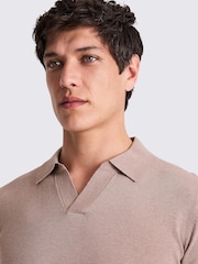 Castanho - Camisa polo MOSS Linen Blend Oatmeal Skipper - Imagem 3 de 3