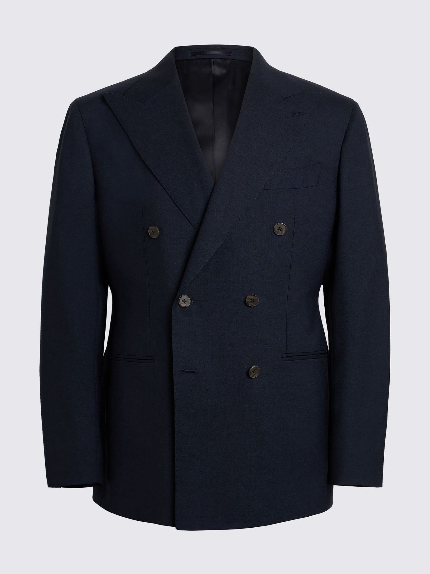 Buy Moss Navy Tailored Fit Double Breasted Italian Suit Jacket