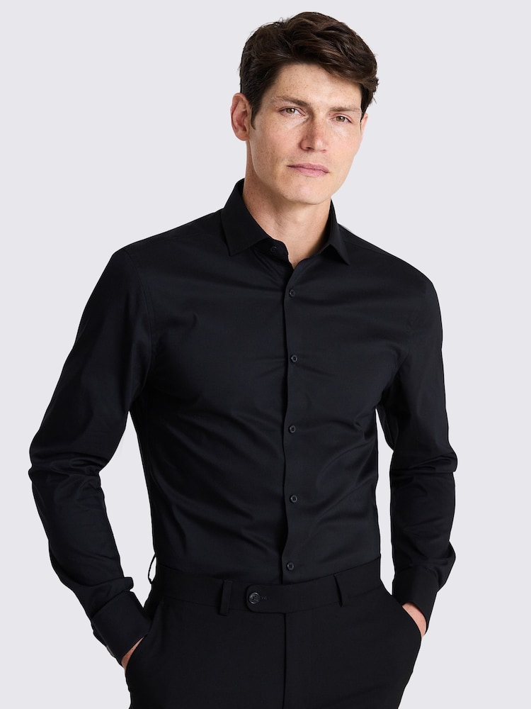 MOSS Black Slim fit Stretch Shirt - Image 1 of 4