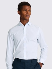 MOSS Blue Slim Fit Sky Stripe Non-Iron Shirt - Image 1 of 3