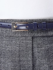 Navy Skinny Premium Made In Italy Leather Belt - Image 3 of 6