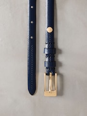 Navy Skinny Premium Made In Italy Leather Belt - Image 5 of 6
