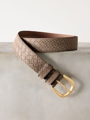 Mocha Brown Premium Made in Italy Weave Look Suede Belt - Image 1 of 3