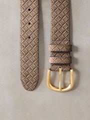 Mocha Brown Premium Made in Italy Weave Look Suede Belt - Image 6 of 6