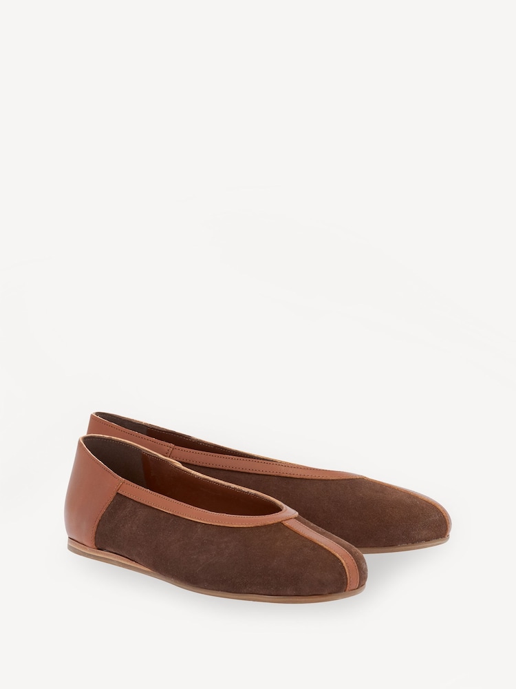 Ancient Greek Sandals Brown Aeropi Suede Ballet Pumps - Image 2 of 4 Ancient Greek Sandals Brown Aeropi Suede Ballet Pumps - Image 2 of 4